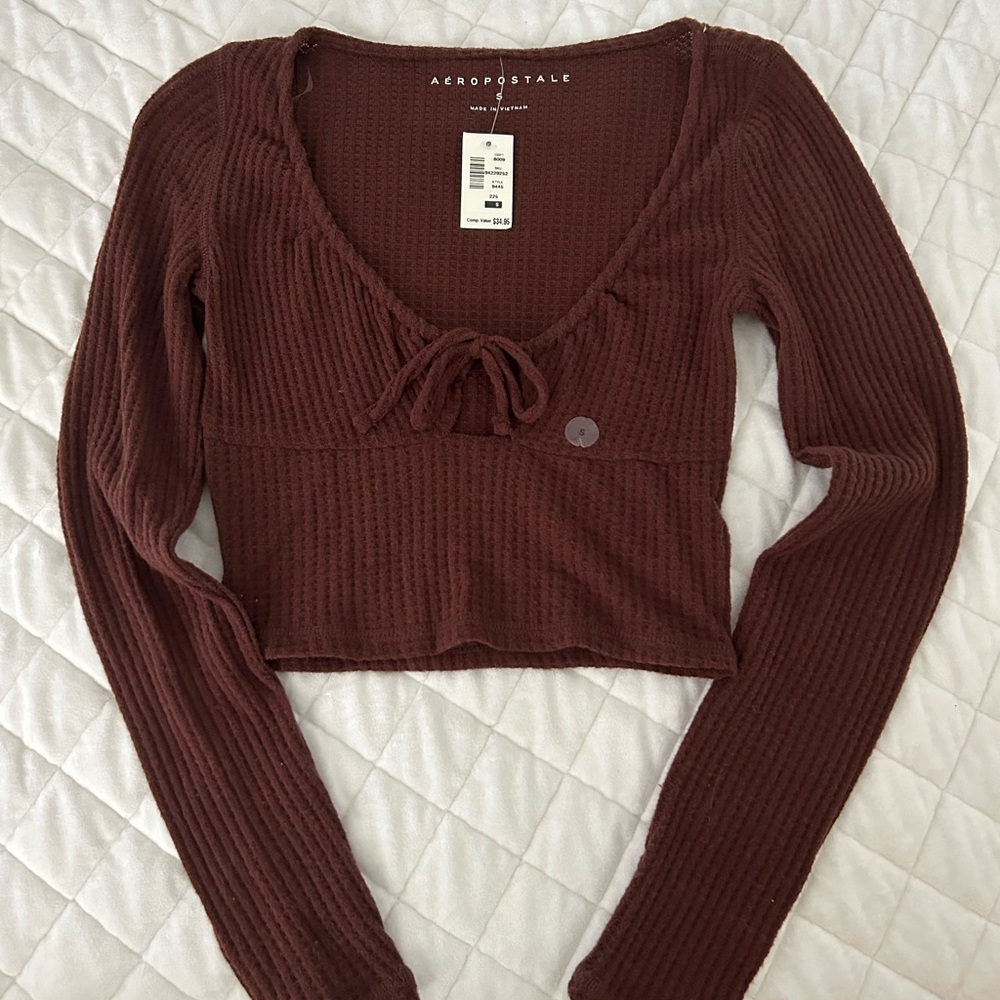 Aeropostale Women's Brown Ribbed Top